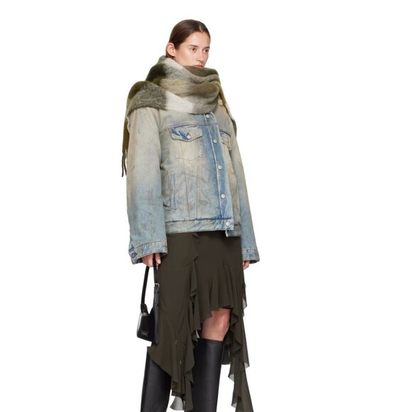 Acne Studios Khaki Mohair Checked Scarf - Picture 4 of 4